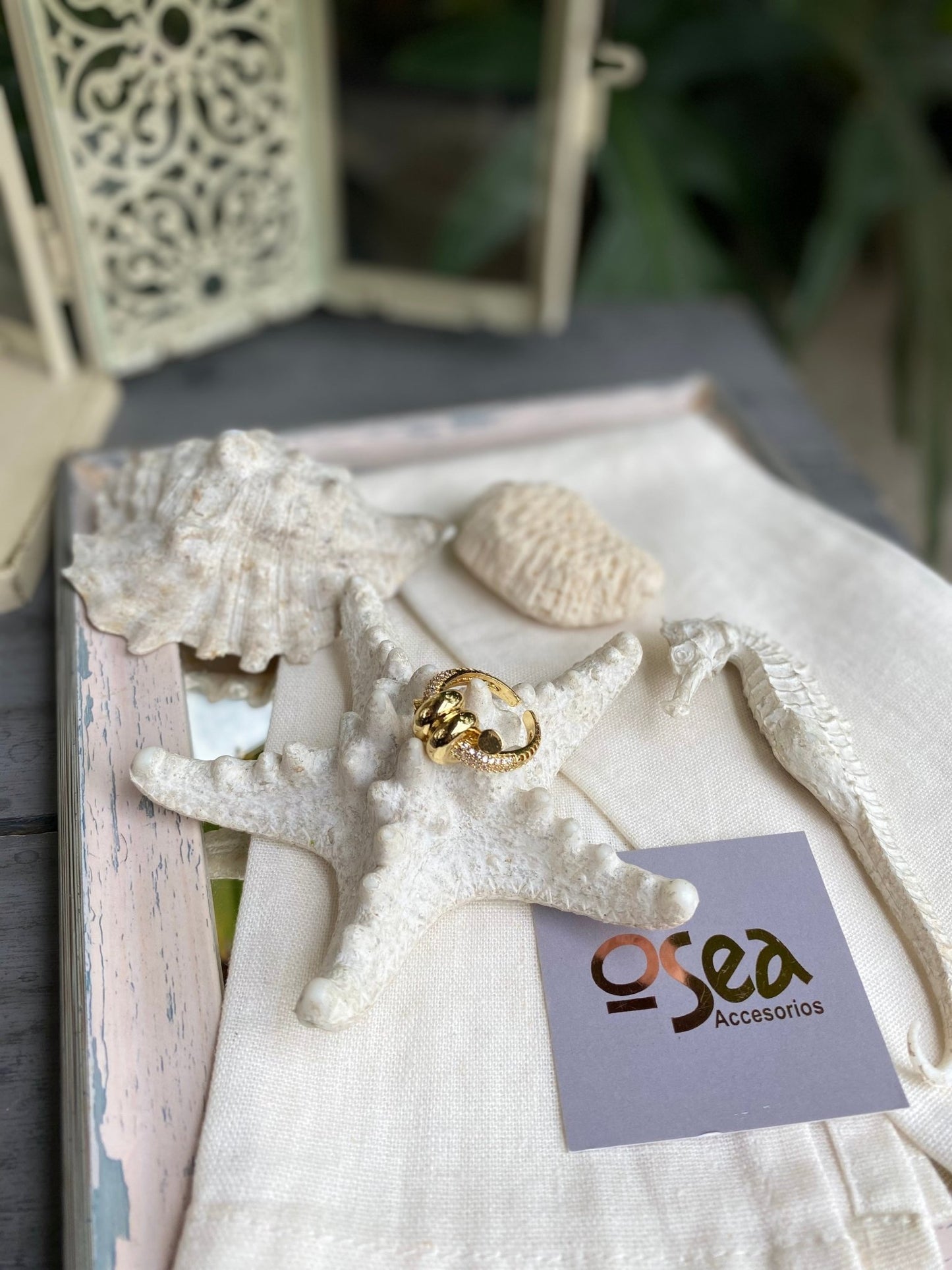 Anillo graduable nudo y circones - Osea accesorios