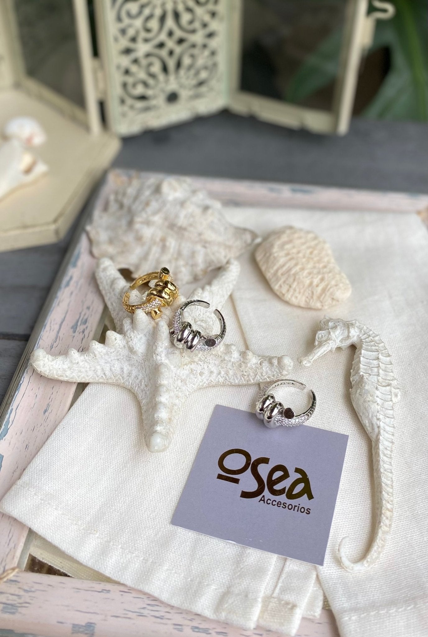 Anillo graduable nudo y circones - Osea accesorios