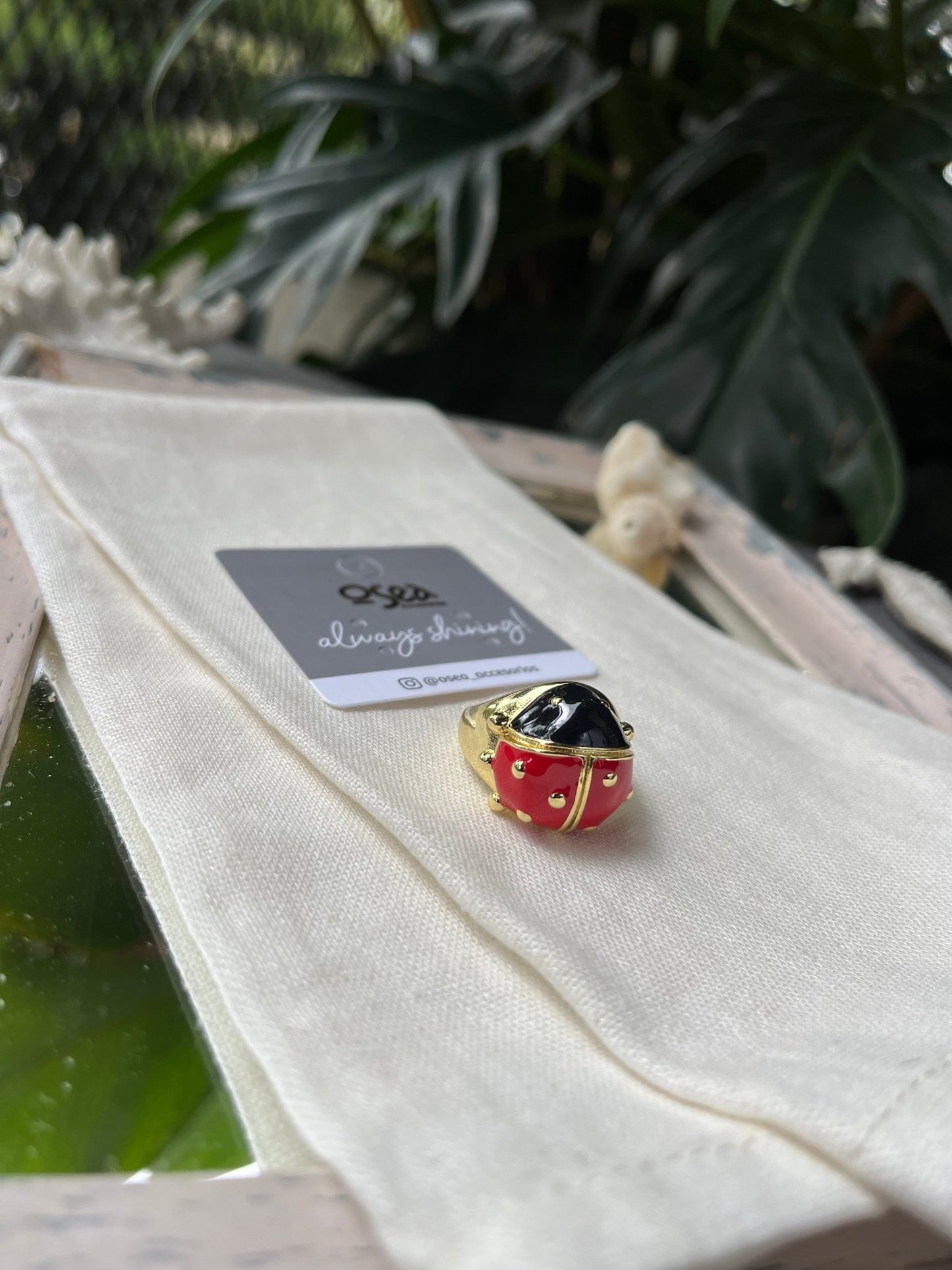 Anillo grueso mariquita - Osea accesorios