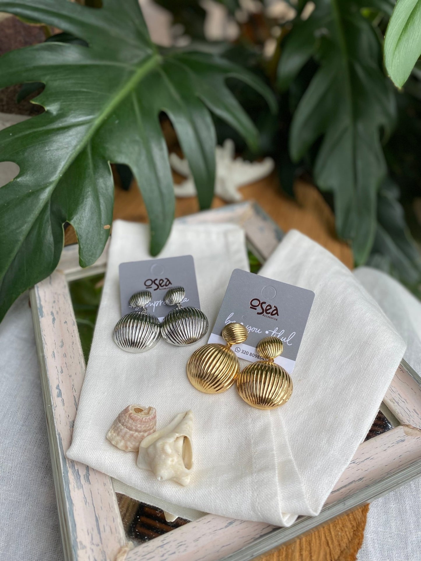 Aretes en fantasía doble bola rayada - Osea accesorios