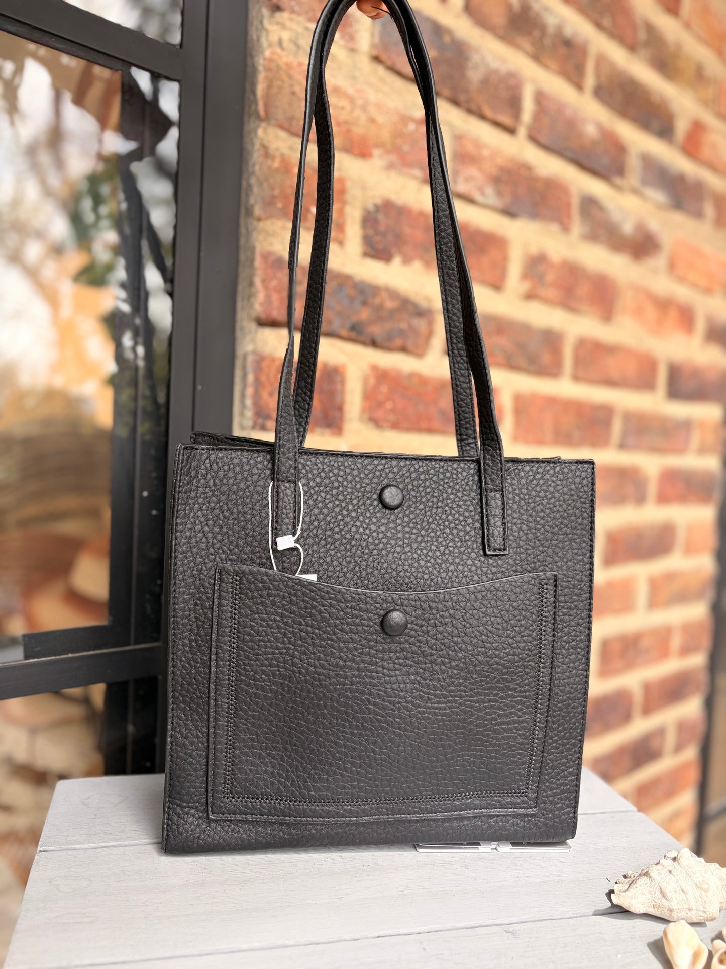 Bolso tipo cuero bolsillo delantero 3 compartimentos