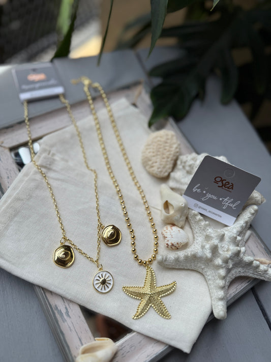 Collar rodinado doble dijes marinos