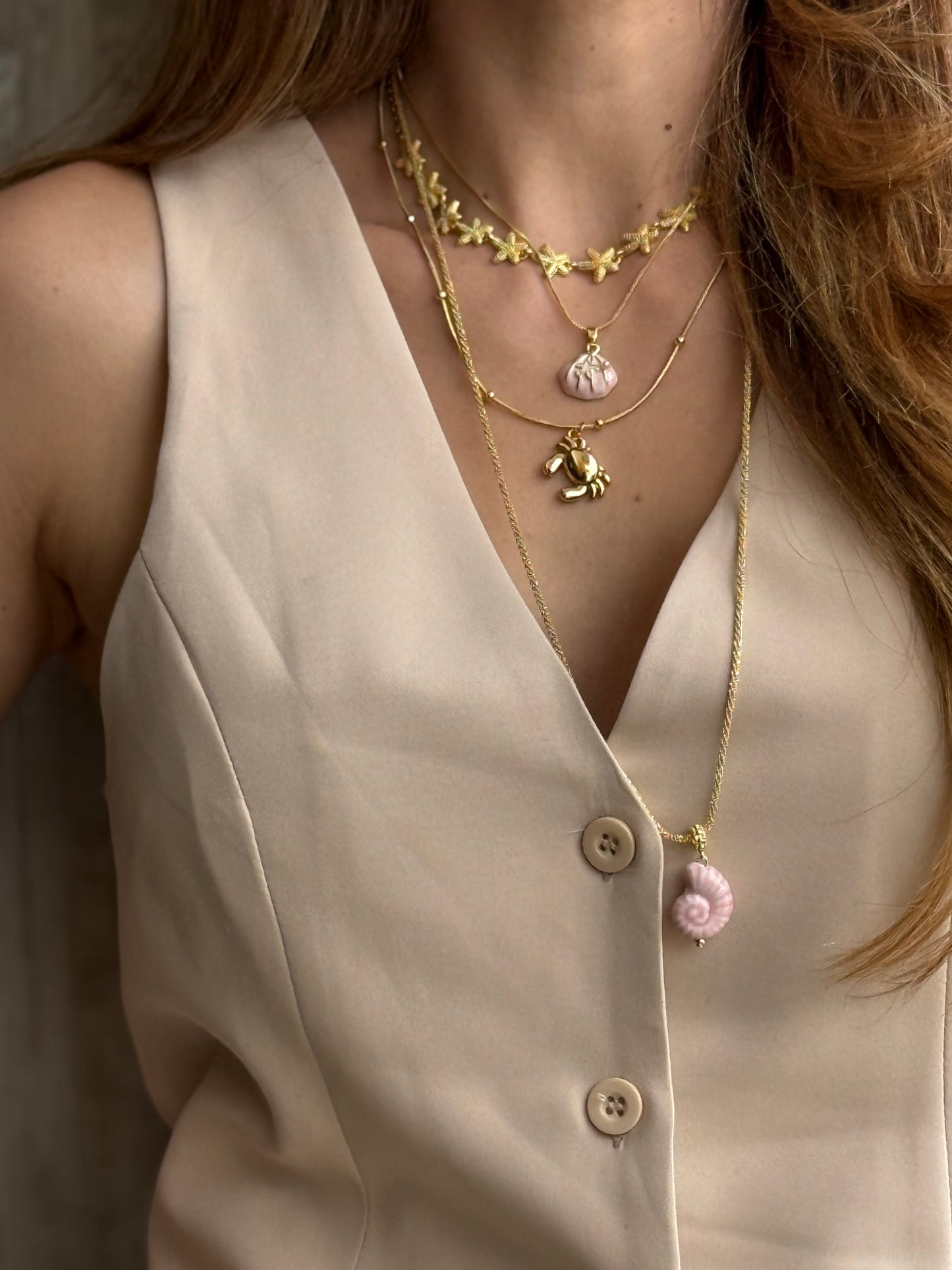 collar triple largo dijes de mar