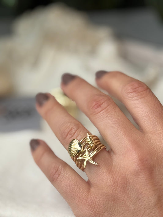 Anillo playa en oro golfied