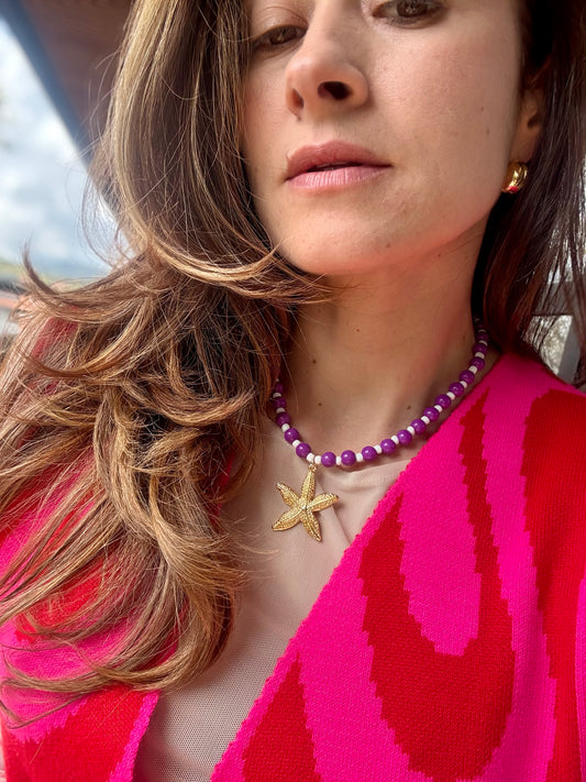 Collar morado estrella de mar