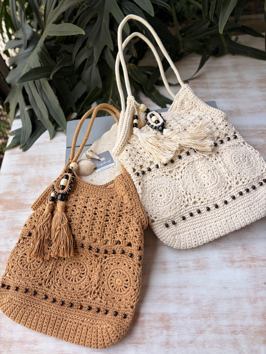 Bolso tejido macramé hilo de algón