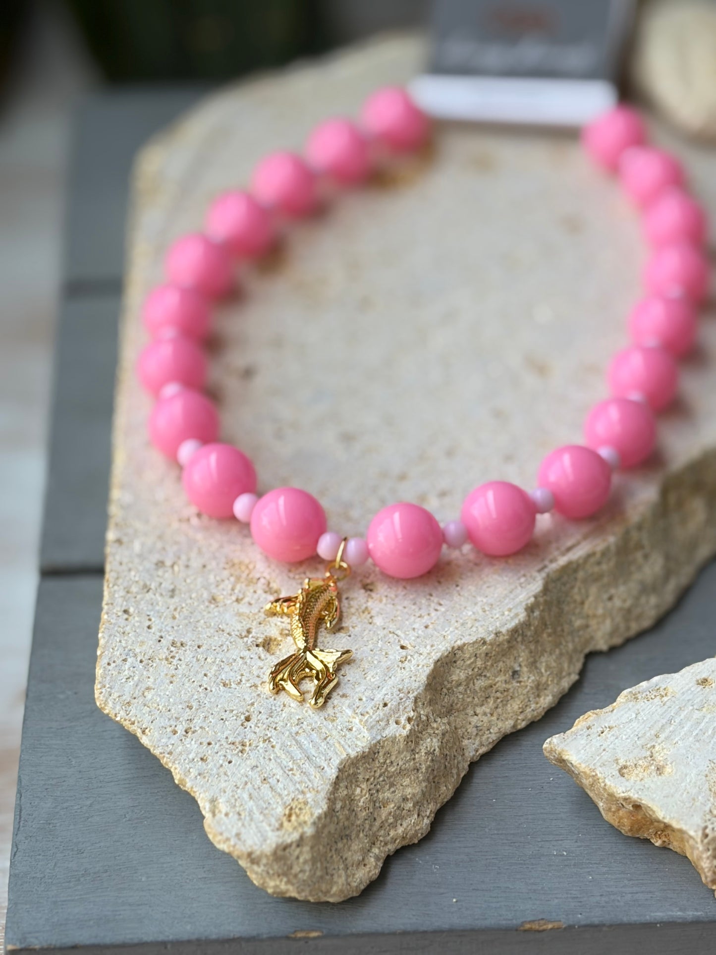 Collar bolas dije pez bailarina 24k