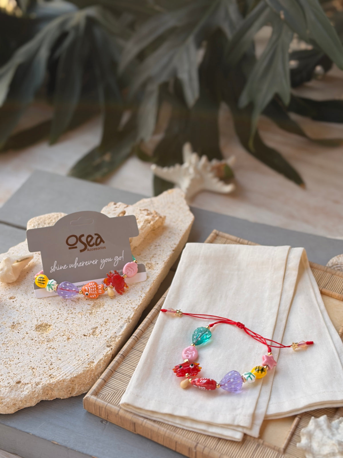 Pulsera dijes vidrio y cerámica