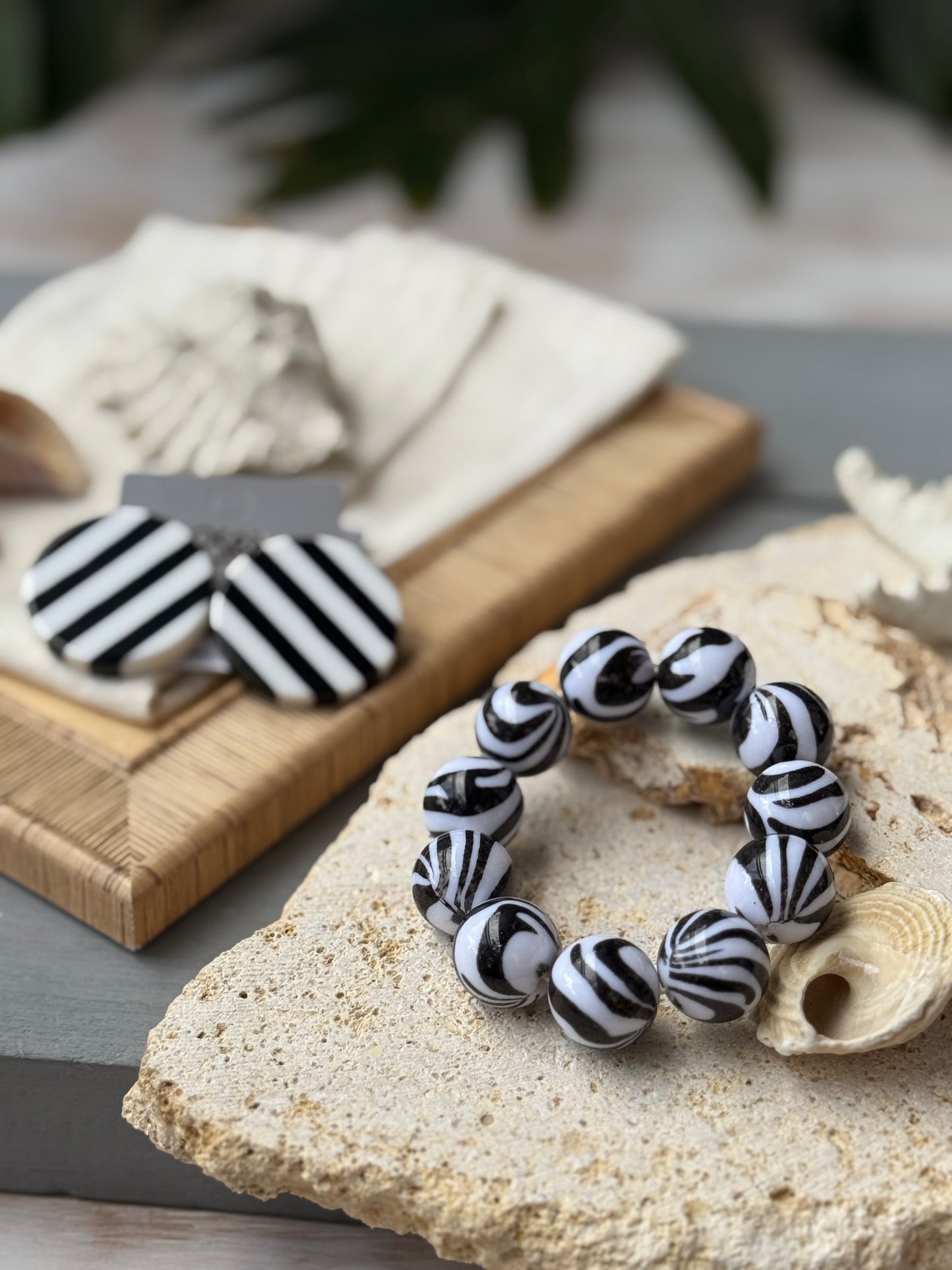 Pulsera bolas efecto cebra