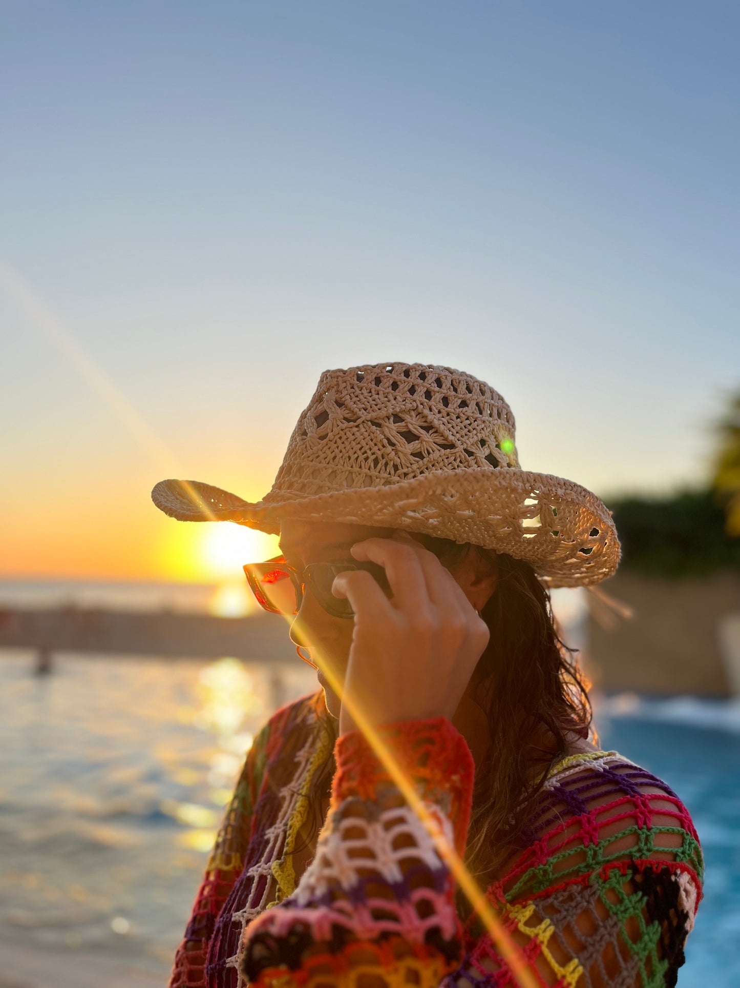 Sombrero playero vaquero macramé