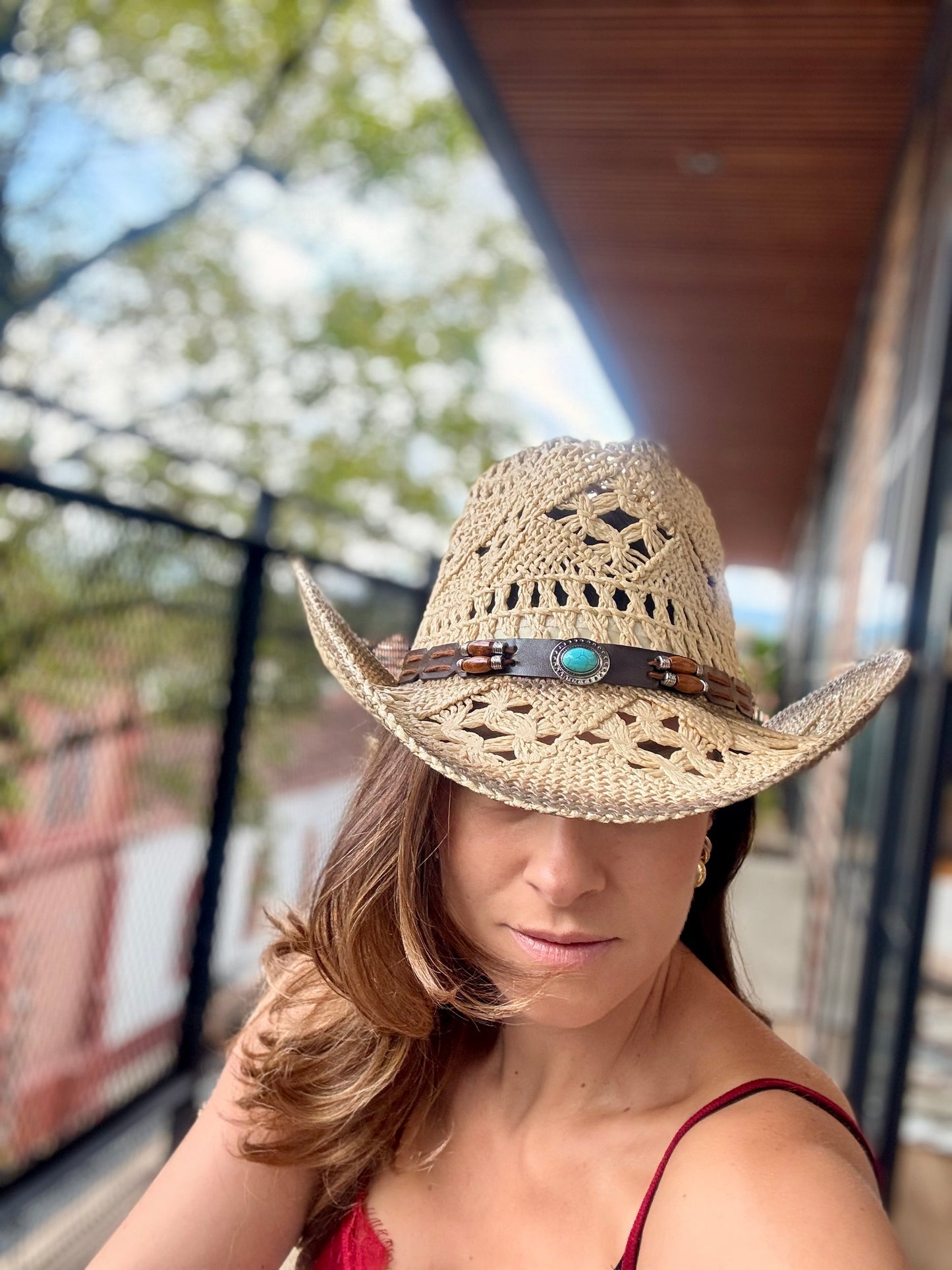 Sombrero rijido macramé con correa