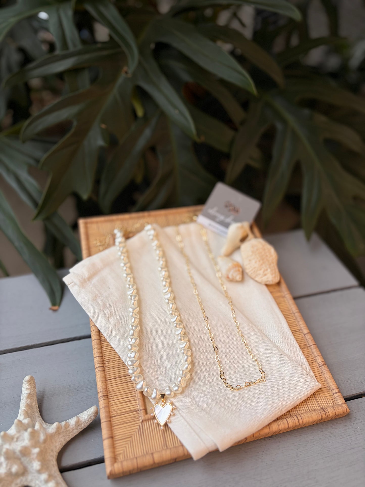 Collar doble perlas irregulares cadena rodinada