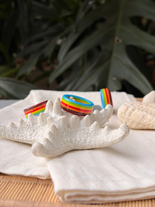 Anillo multicolor en resina