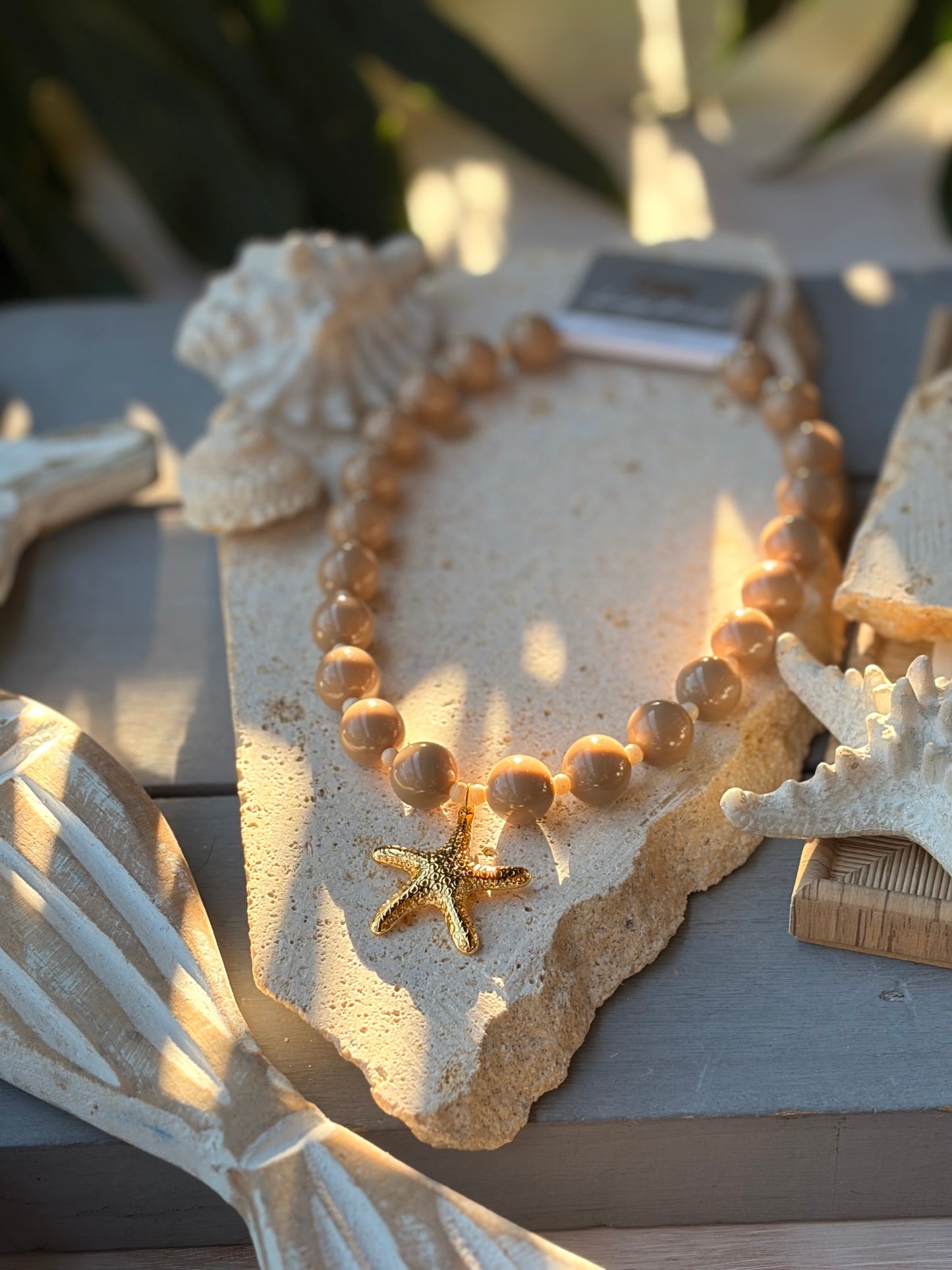 Collar bolas caqui dije estrella 24k
