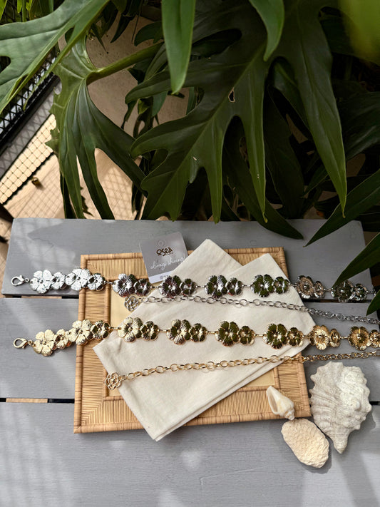 Correa metálica flores cadena