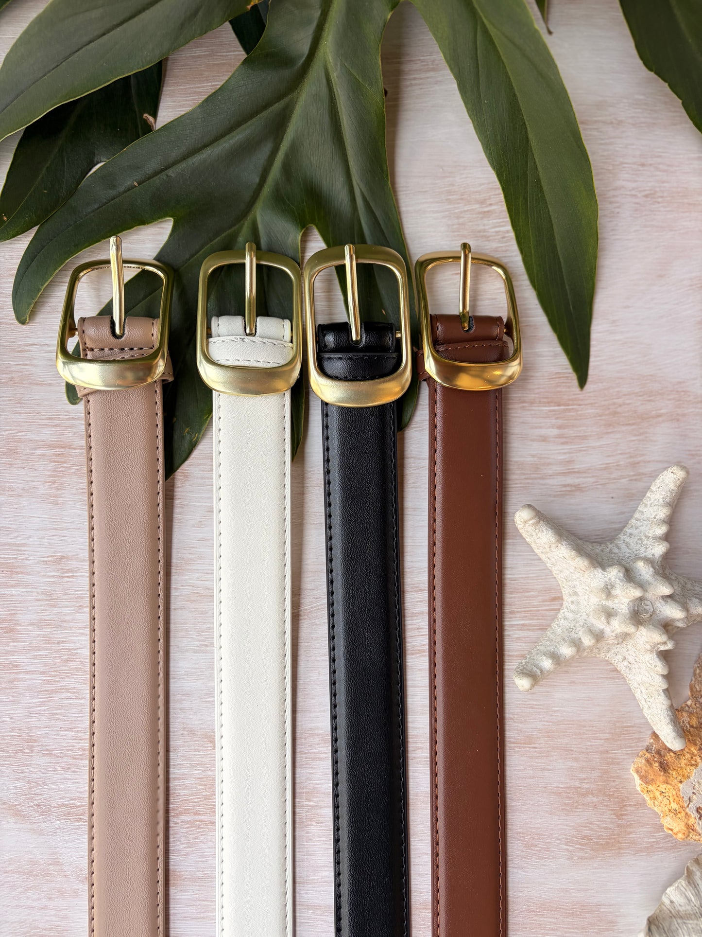 Correa de lujo sintético hebilla rectangular