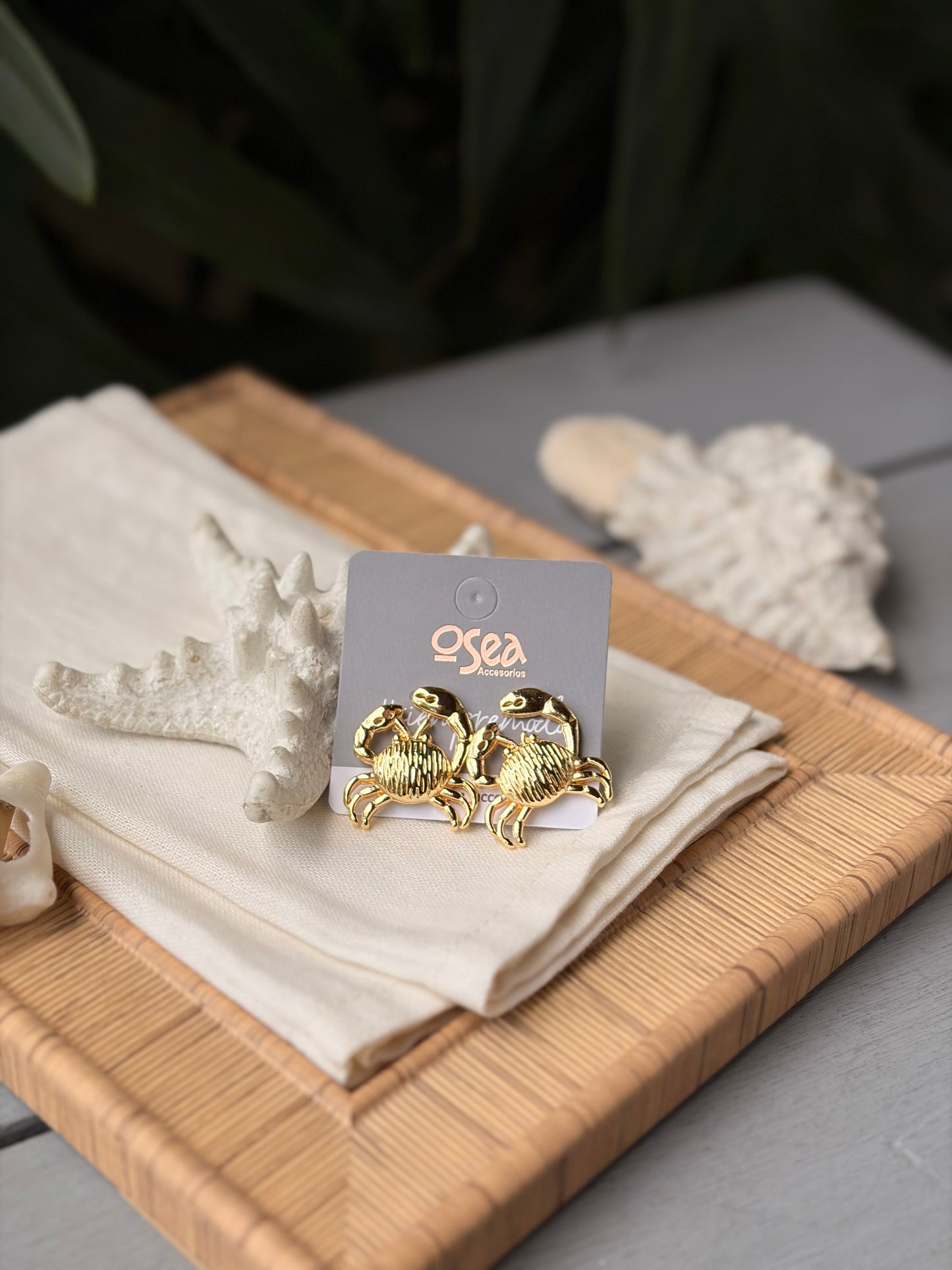 Topos textura de cangrejo mediano baño oro 24k