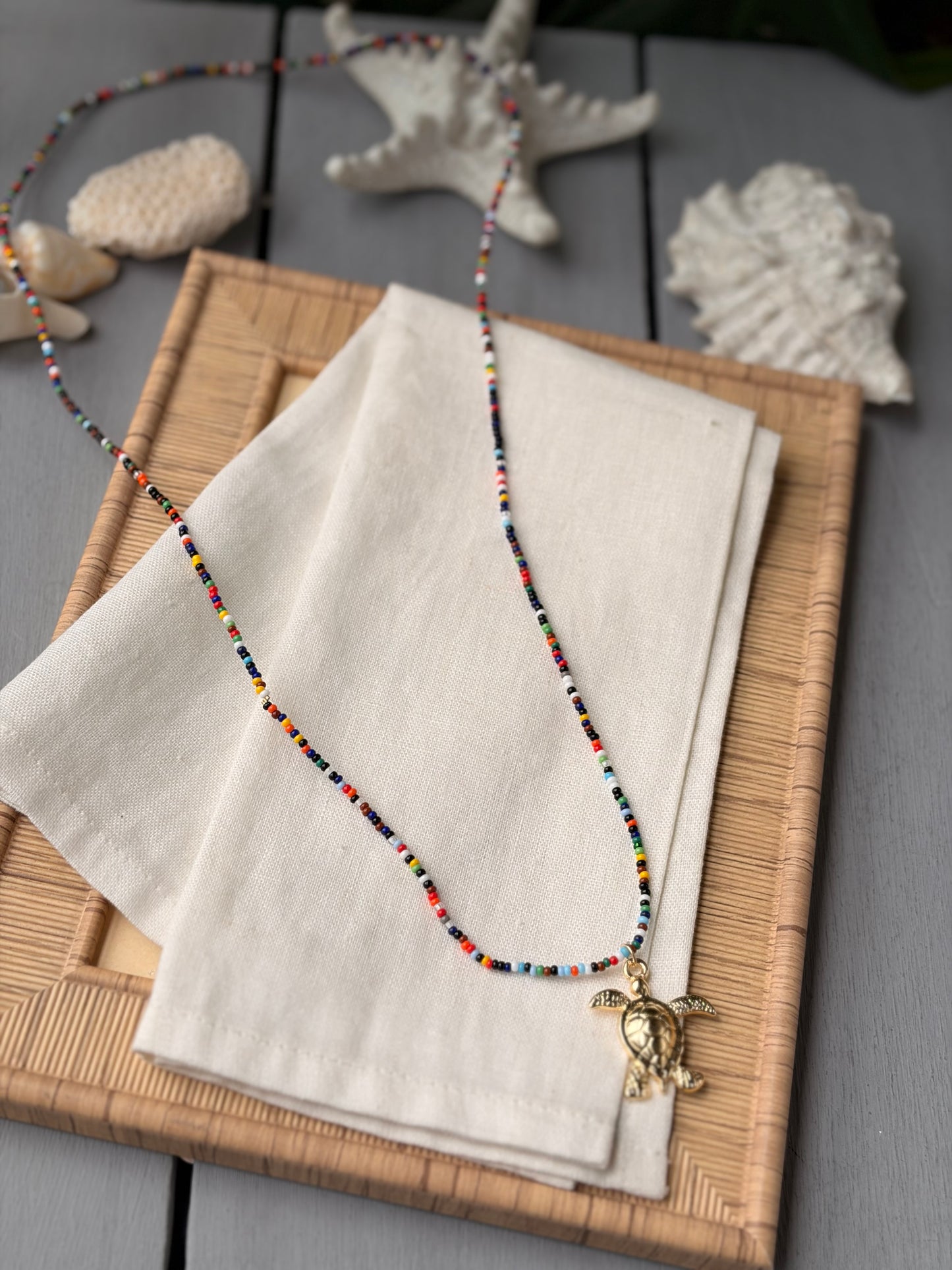 Collar largo mostacilla colores dije estrella