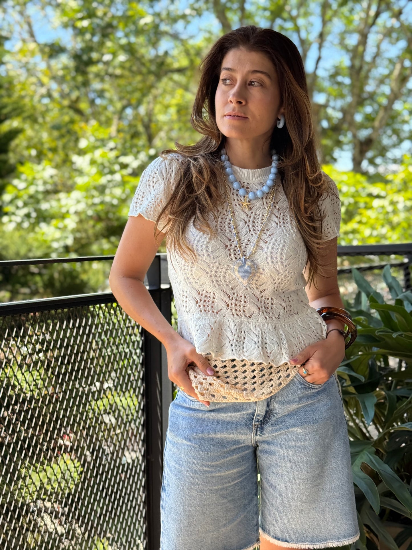 Collar tejido en mostacilla corazón doble faz