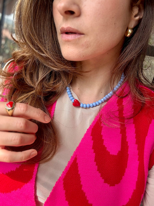 Collar piedras y corazones