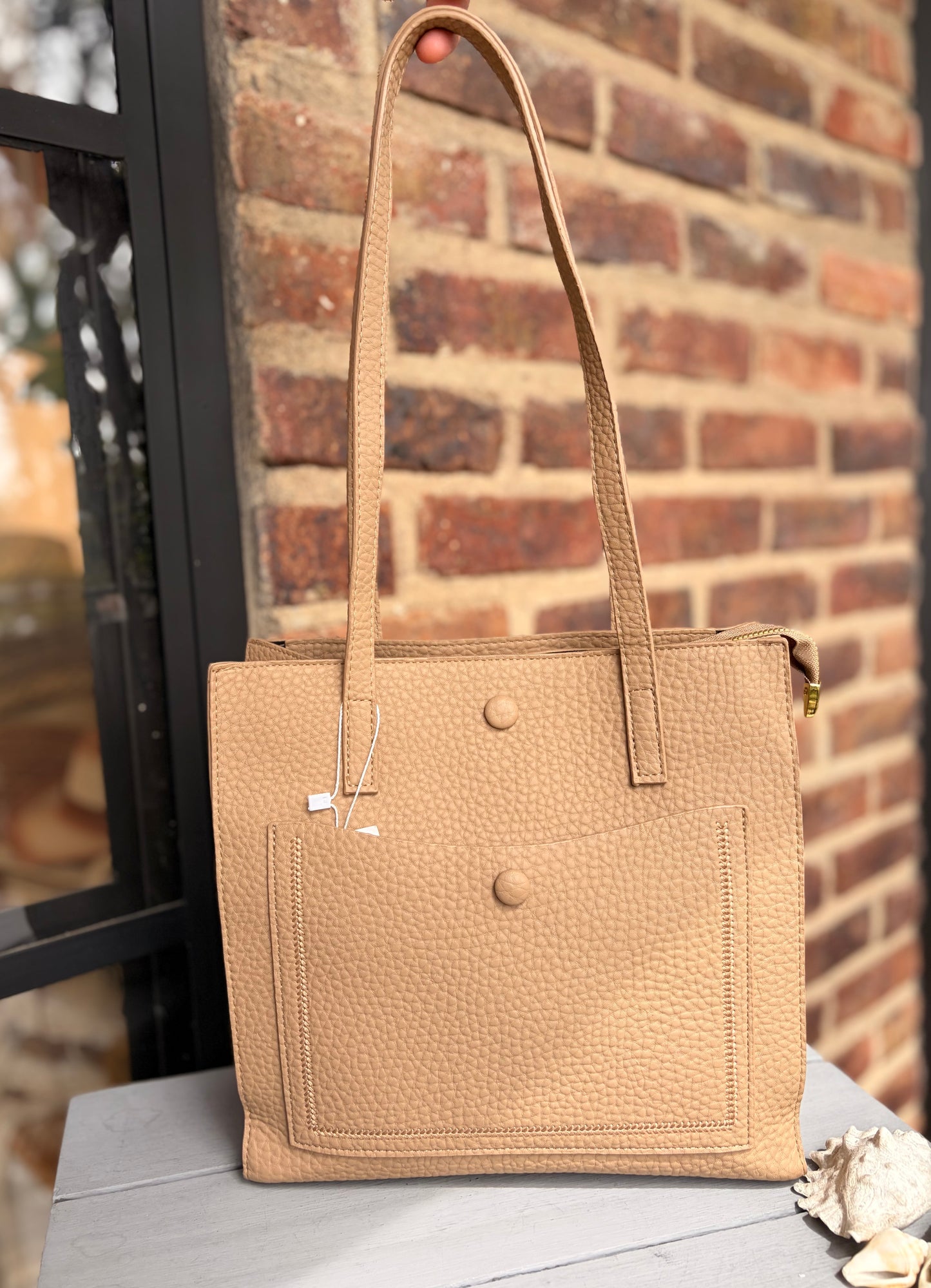 Bolso tipo cuero bolsillo delantero 3 compartimentos