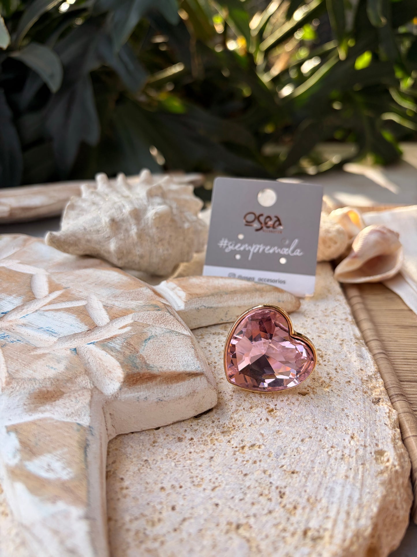 Anillo piedra cristal corazón