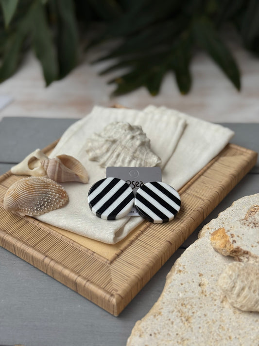 Topos en resina rayas blanco negro