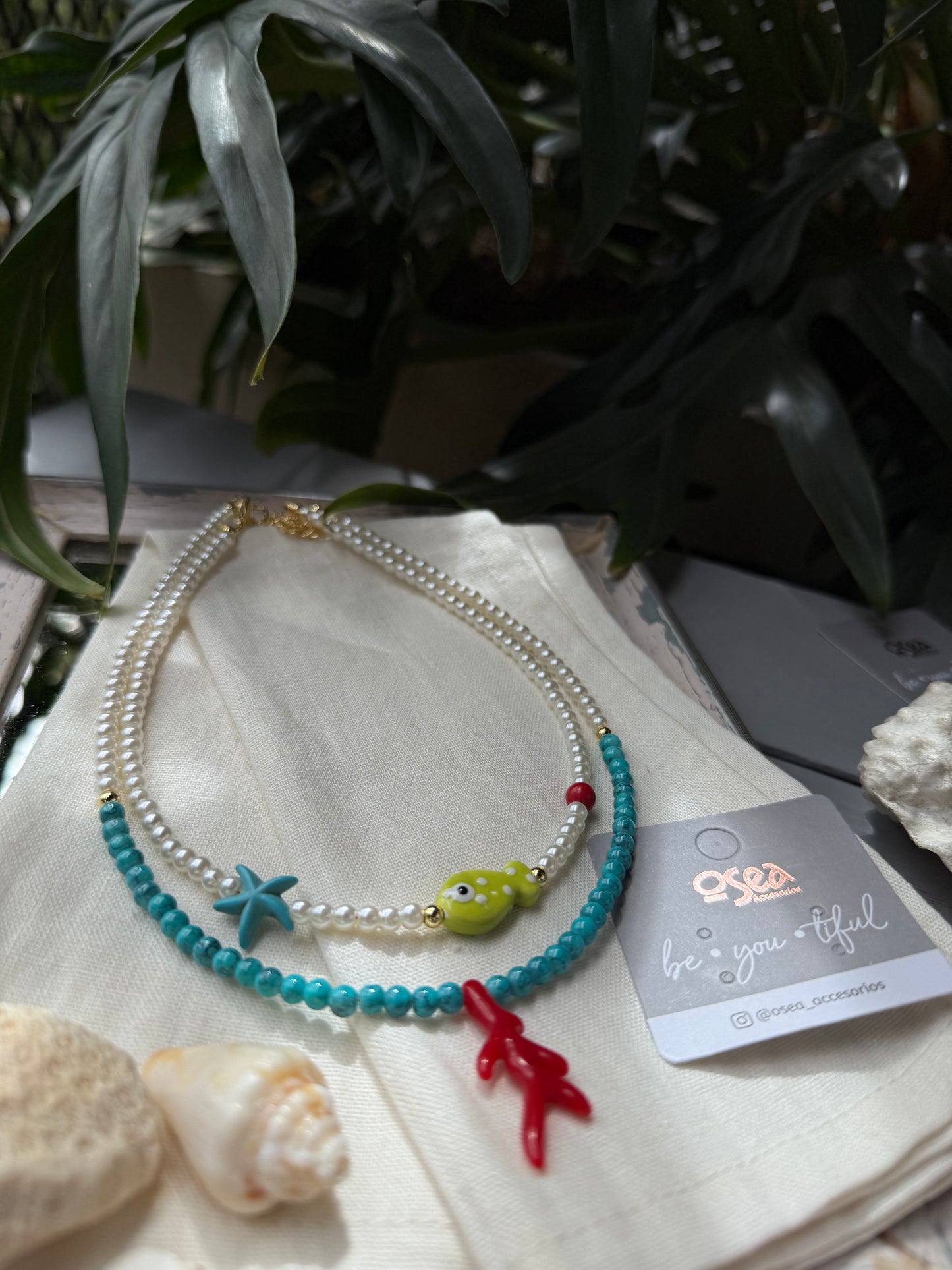 Collar doble pez y coral