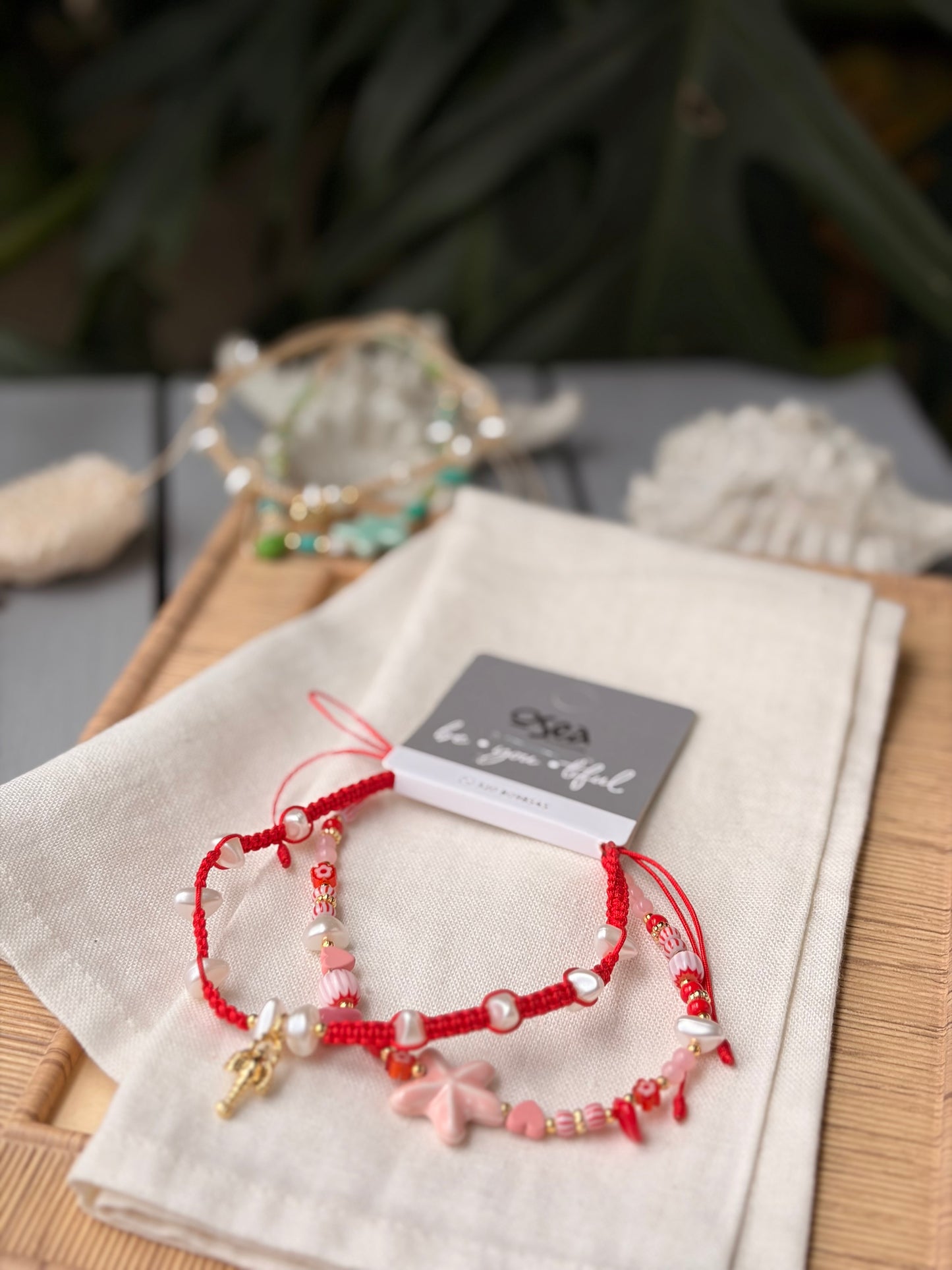 Tobillera hilo doble dije estrella de mar