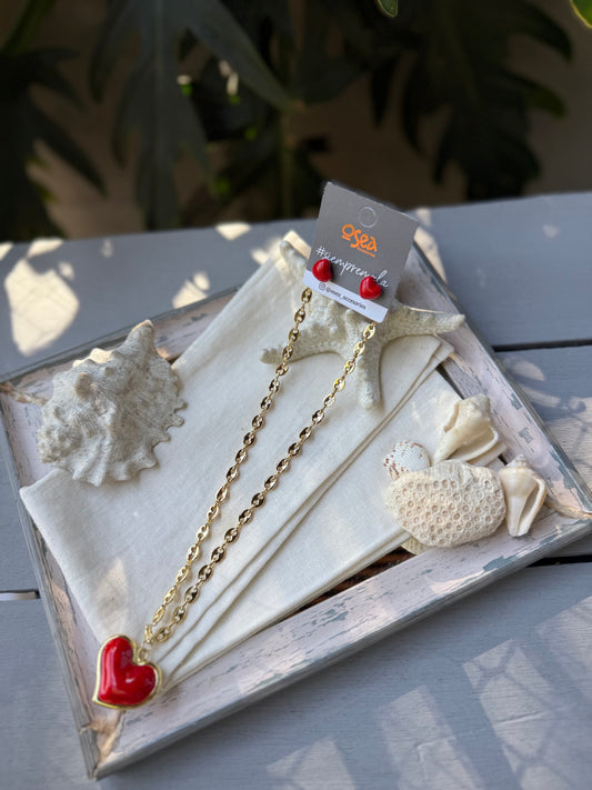 Set rodinado dije corazón