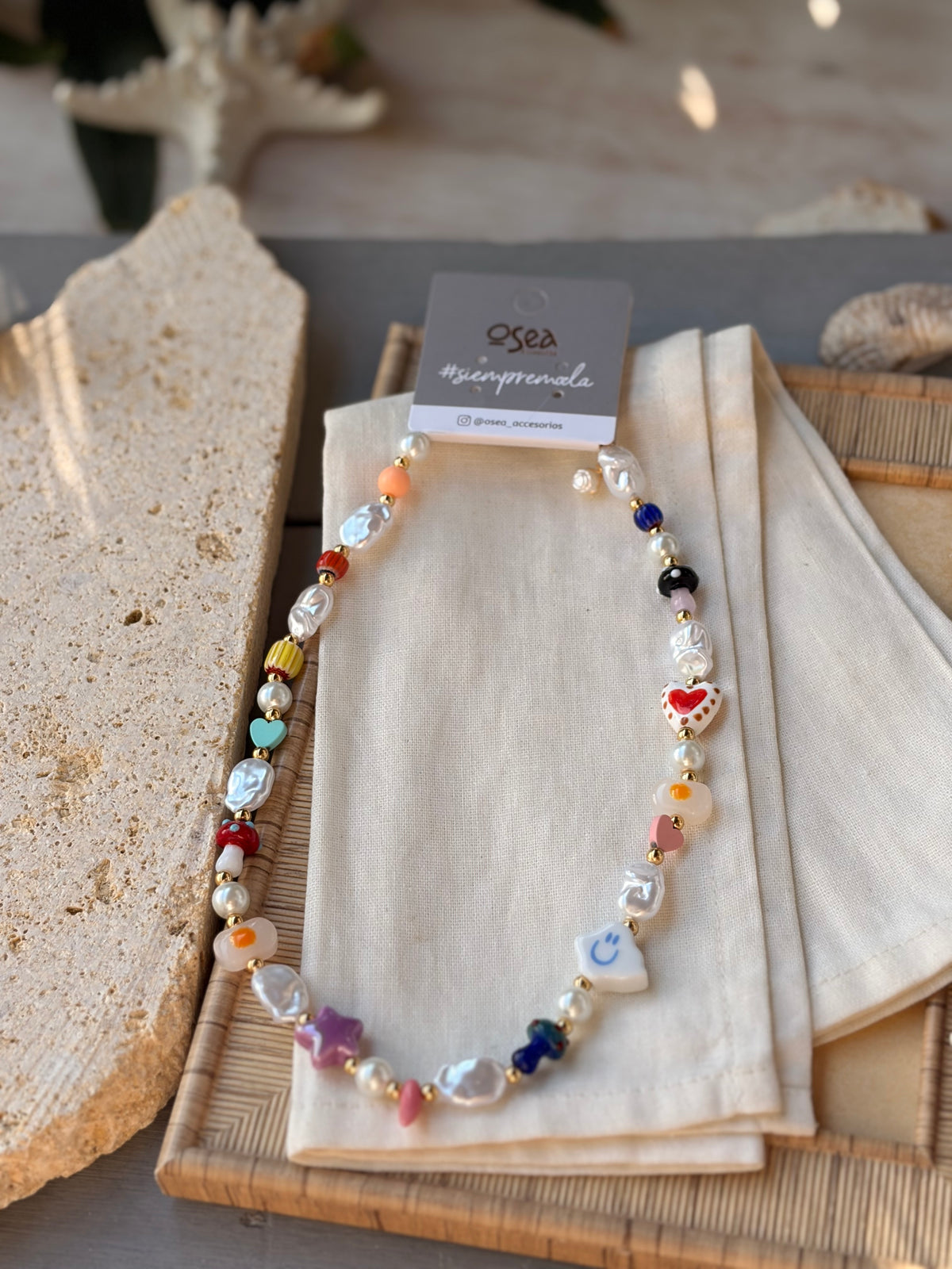 Collar jardín dijes variados nube y corazón
