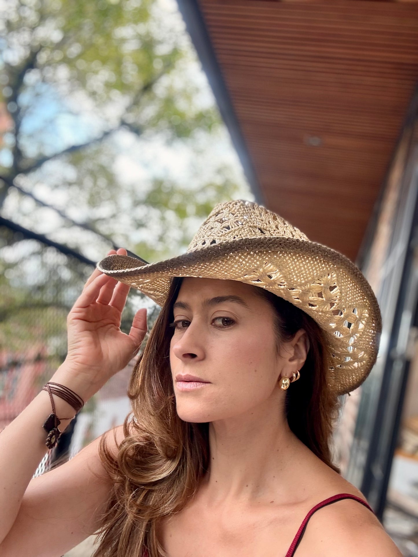 Sombrero rijido macramé con correa