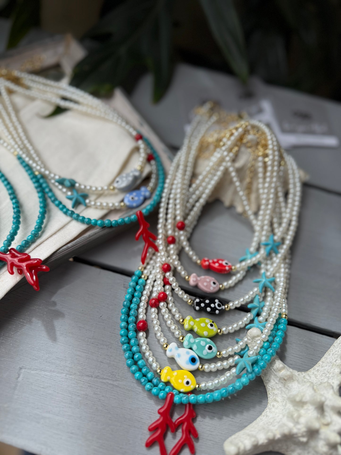 Collar doble pez y coral