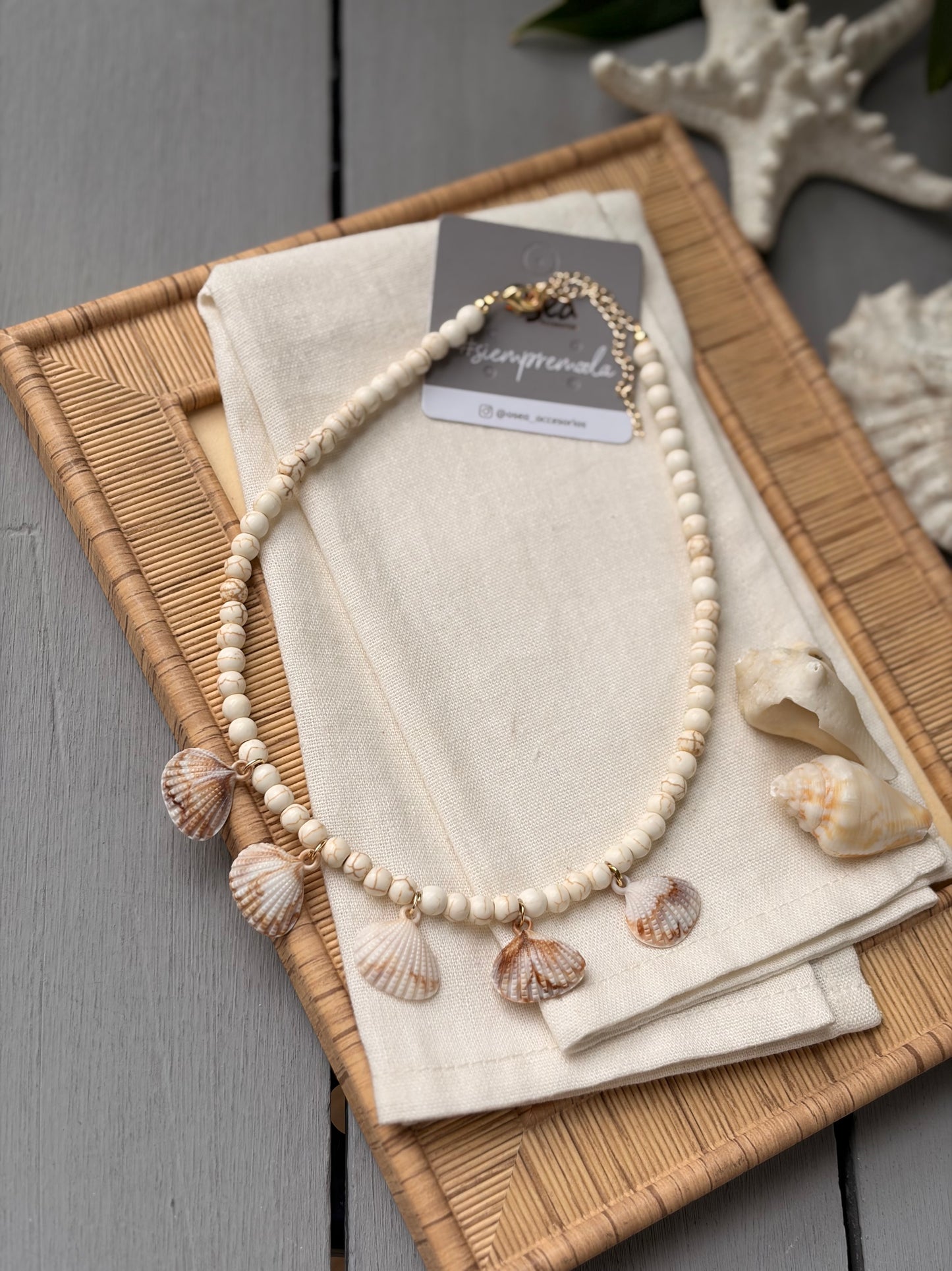 Collar piedras y conchas playa