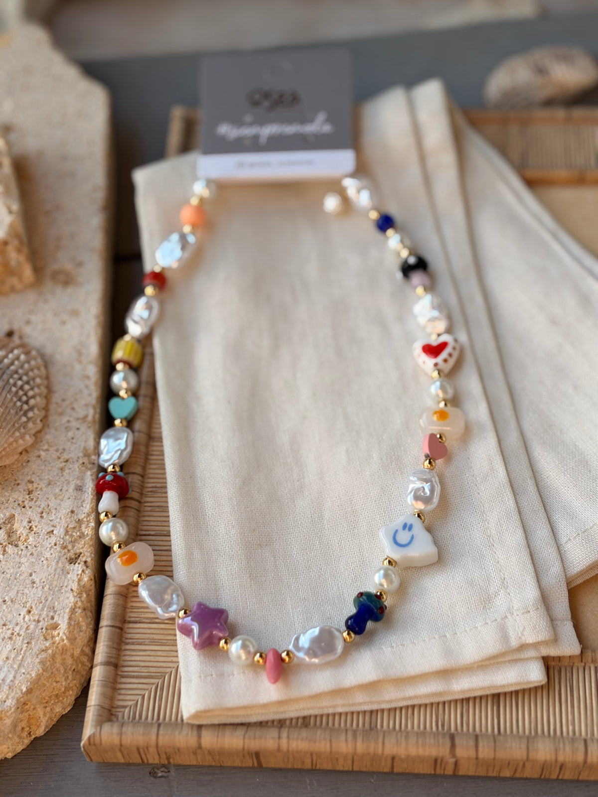 Collar jardín dijes variados nube y corazón