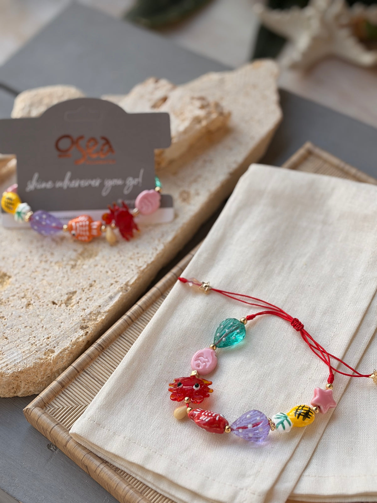 Pulsera dijes vidrio y cerámica