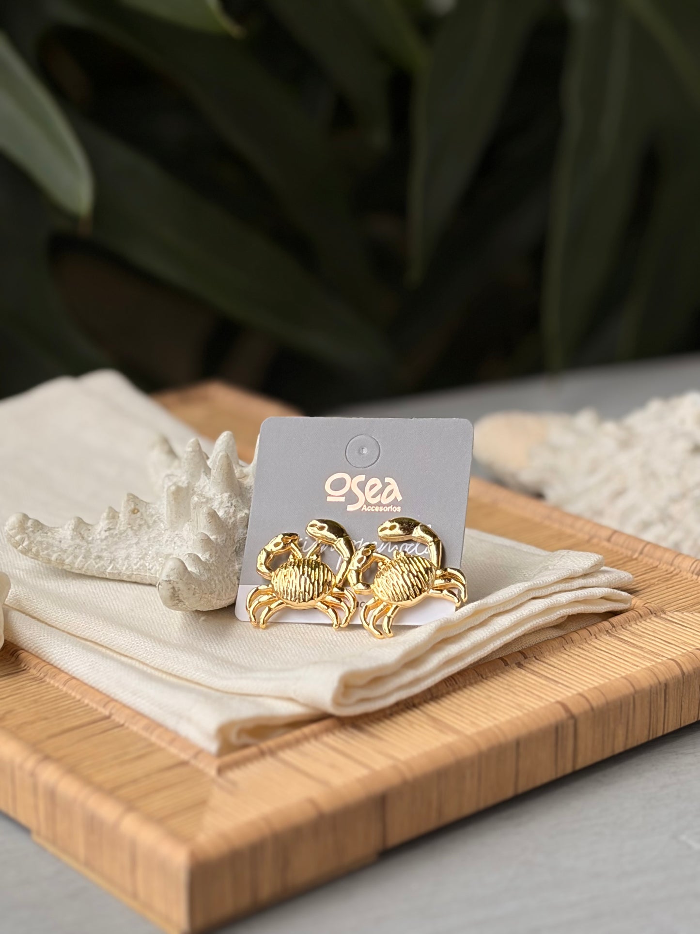 Topos textura de cangrejo mediano baño oro 24k