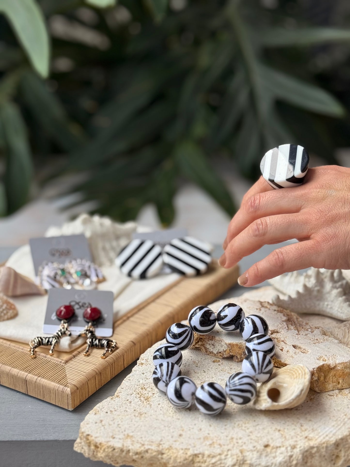 Pulsera bolas efecto cebra