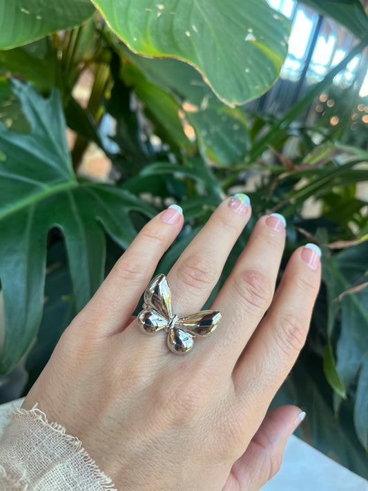 Anillo rodinado graduable mariposa