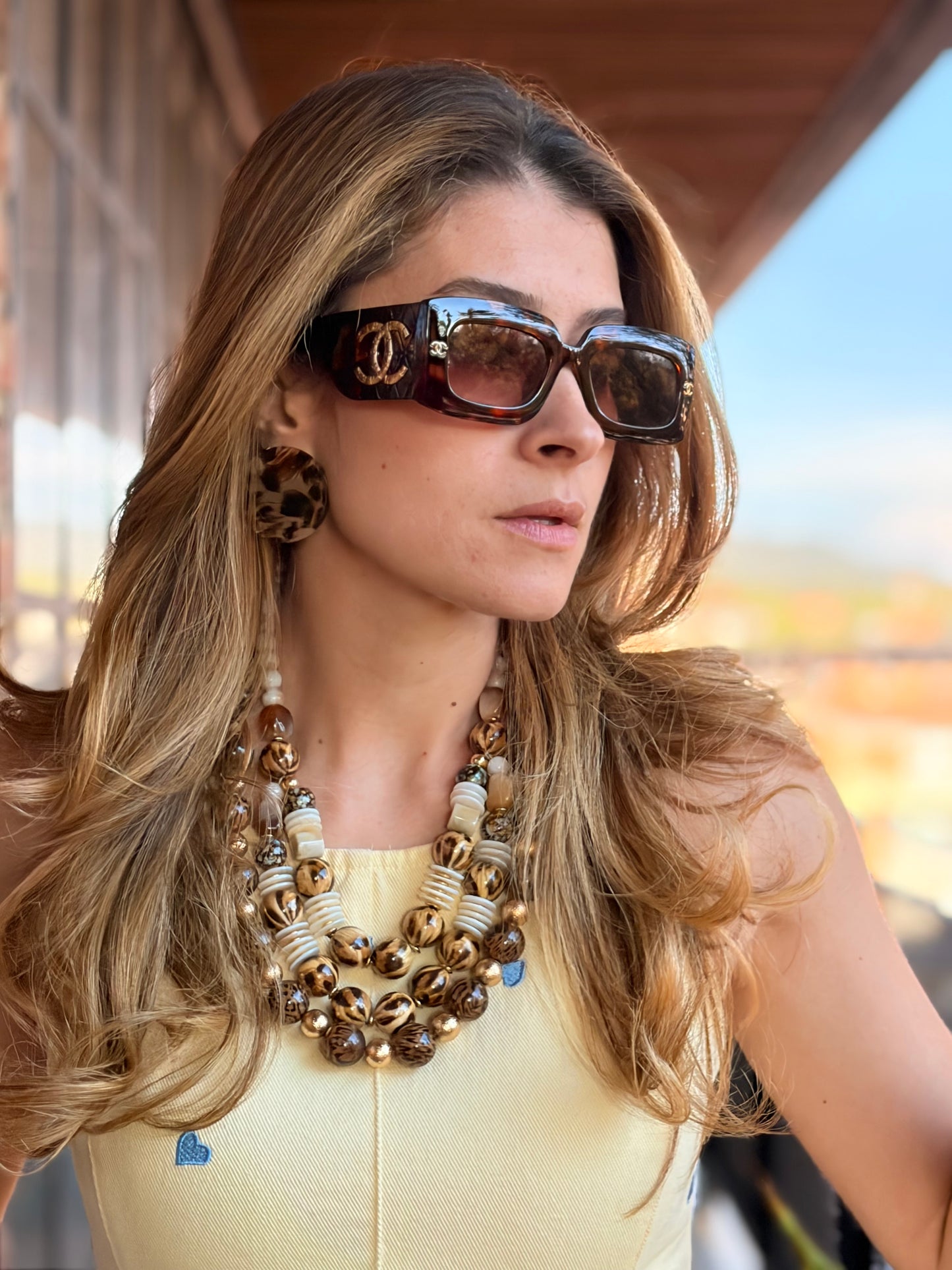 Collar resina animal print y mix de piedras