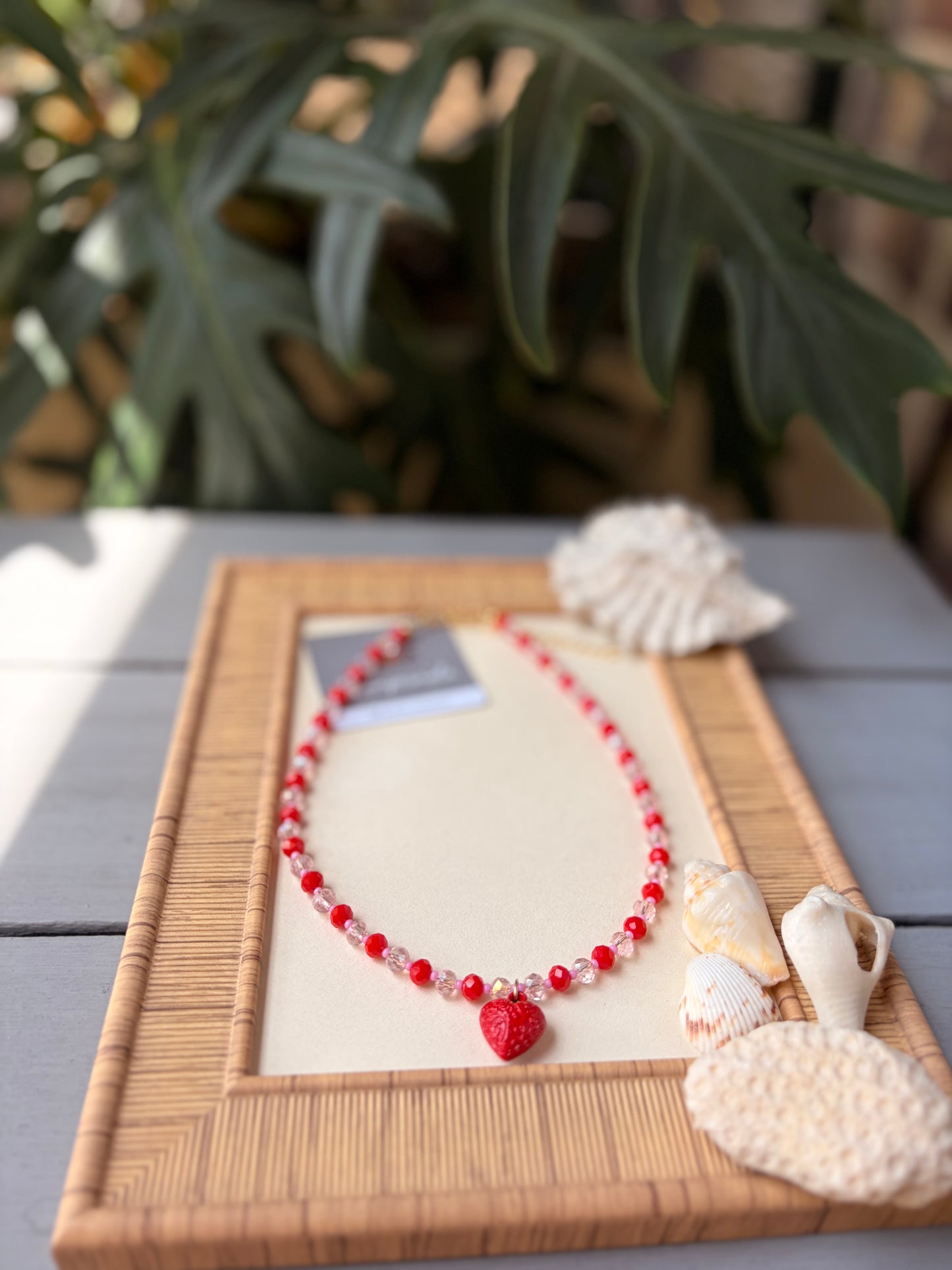 Collar piedras cristal dije corazón