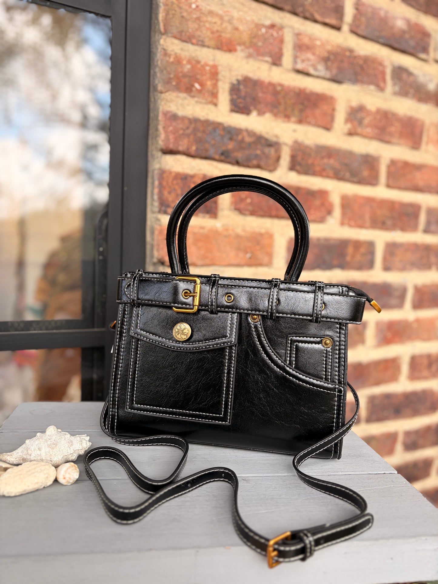 Bolso tipo cuero costura pantalón