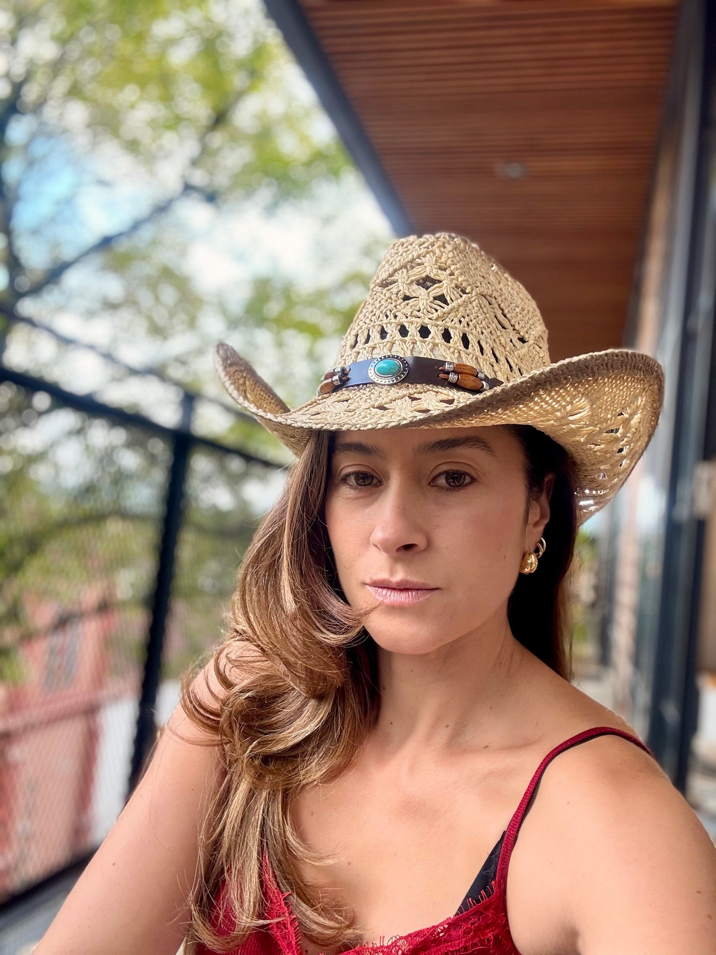 Sombrero rijido macramé con correa