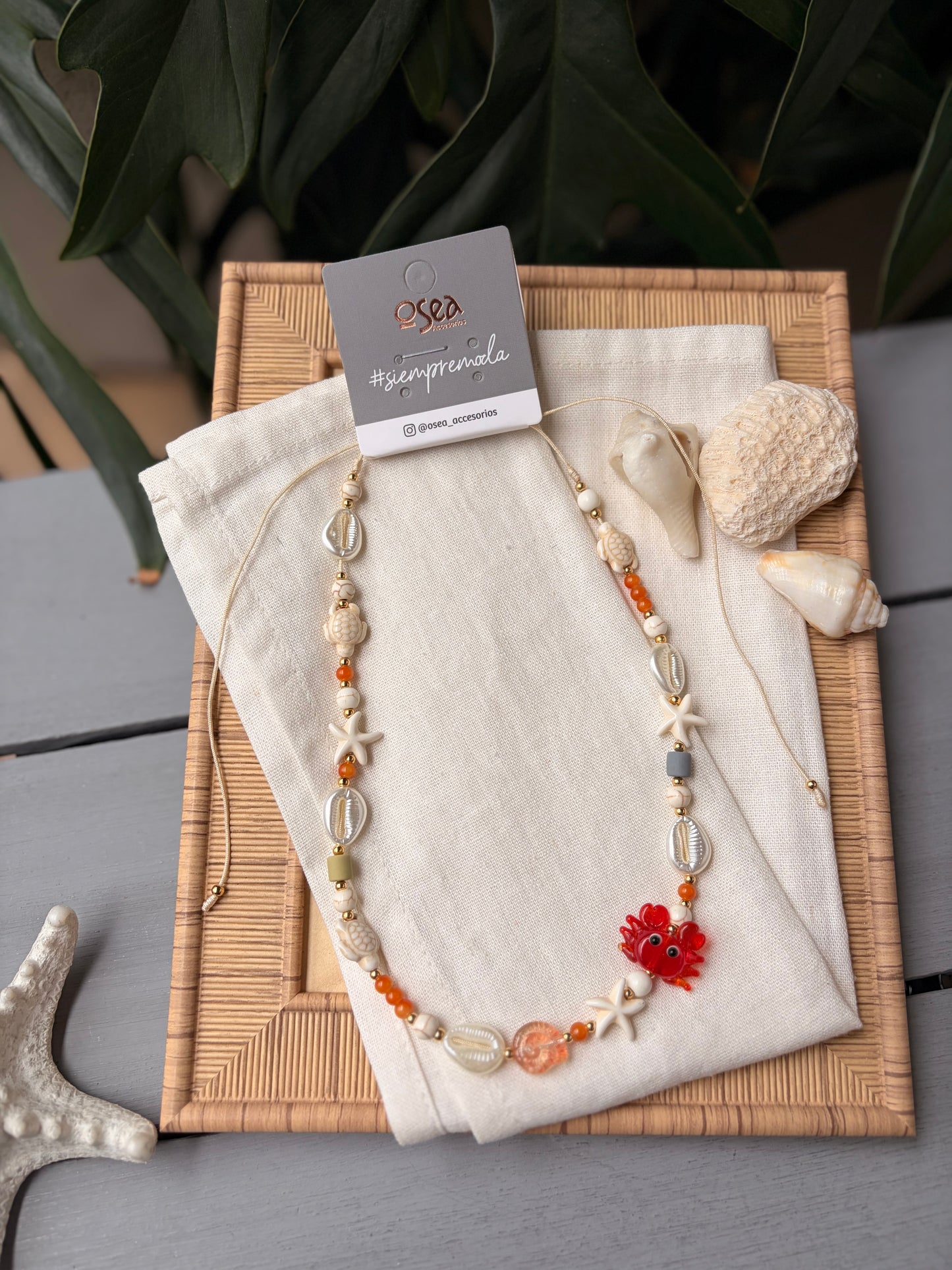 Collar conchas, estrellas y dijes de mar