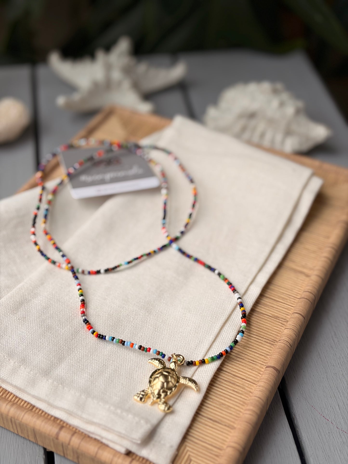 Collar largo mostacilla colores dije estrella