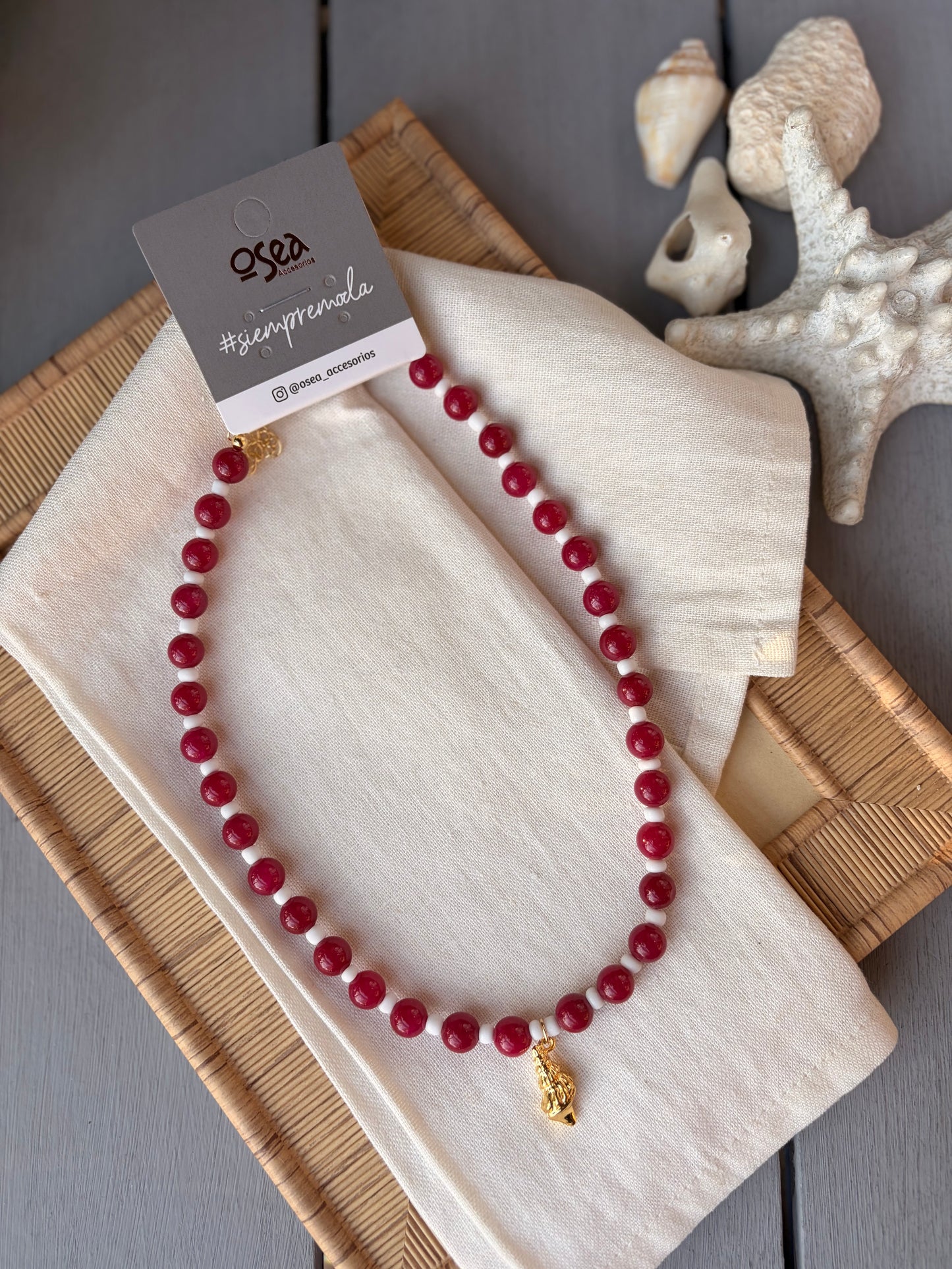 Collar bolas cristal, mostacilla y dije animales