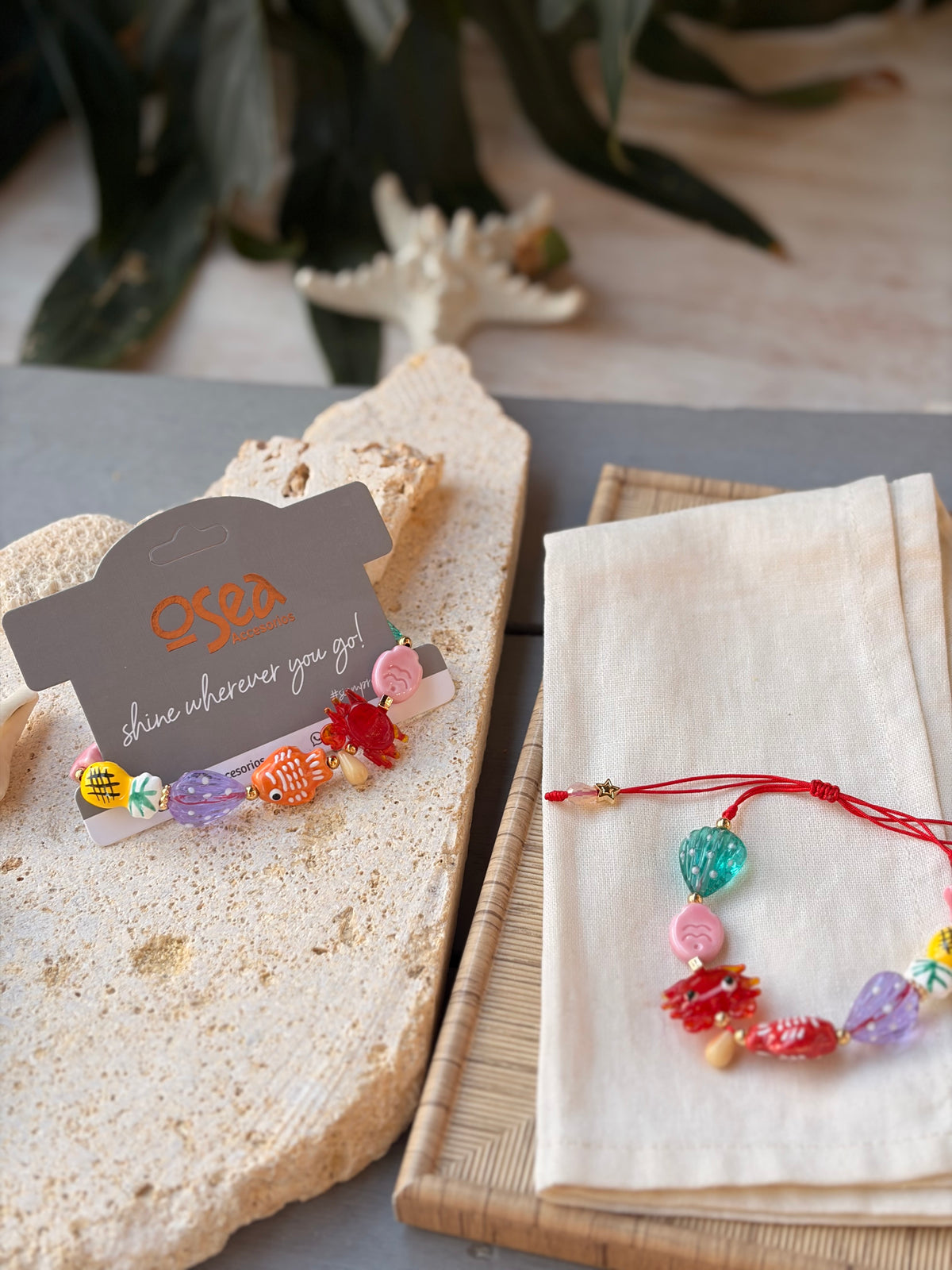 Pulsera dijes vidrio y cerámica