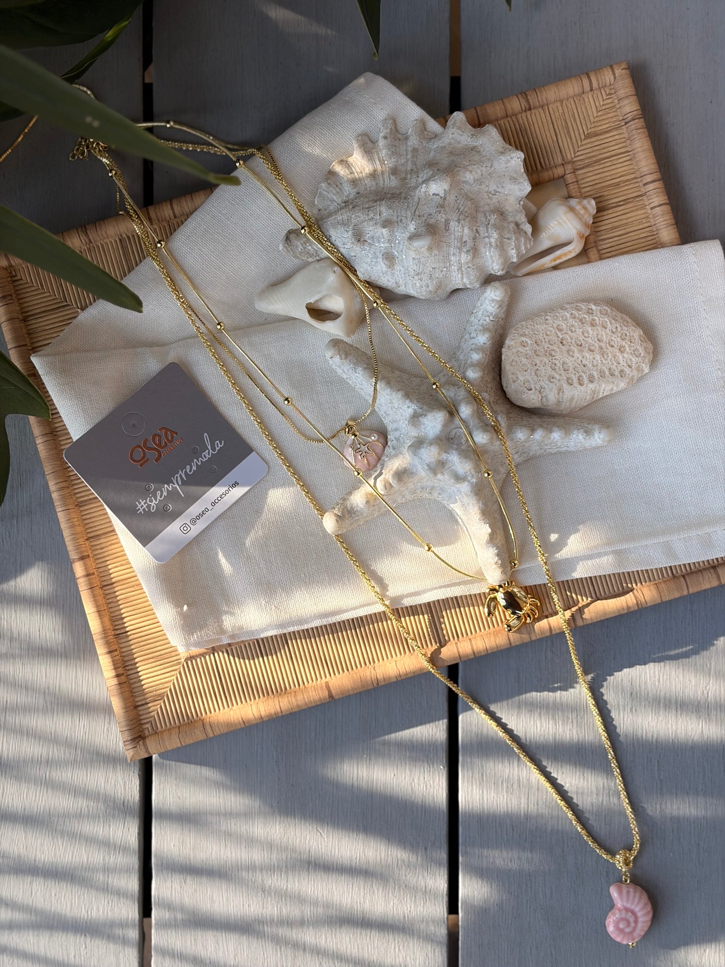 collar triple largo dijes de mar