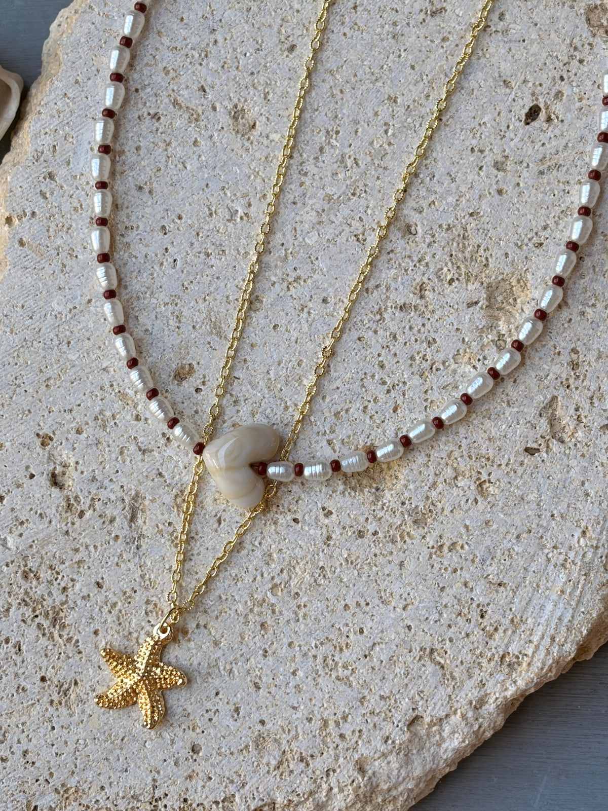 Collar doble cadena rodinada y perlas