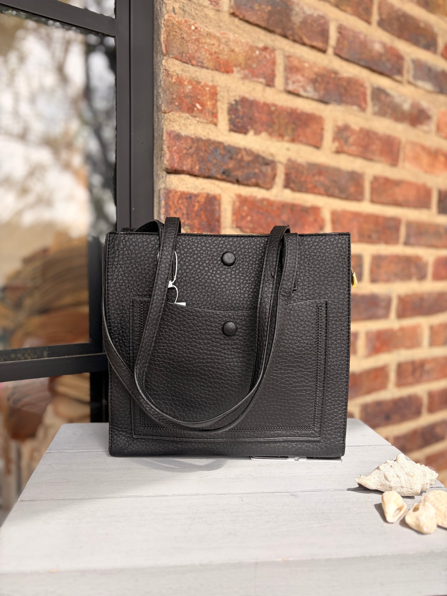 Bolso tipo cuero bolsillo delantero 3 compartimentos